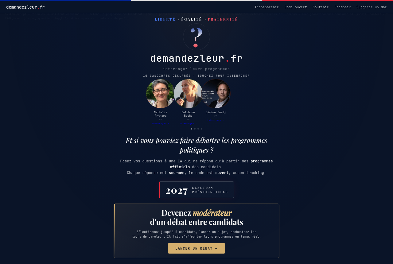 Page d'accueil de demandezleur.fr